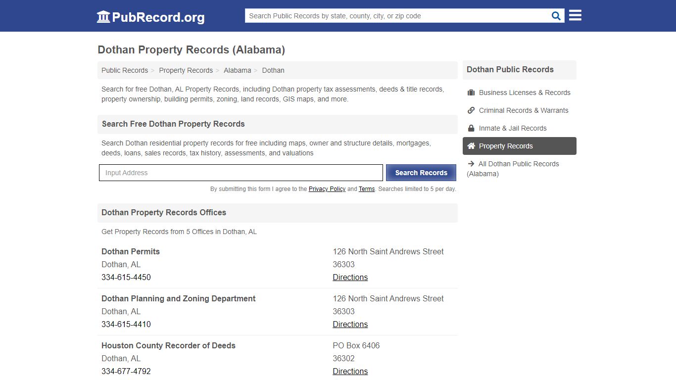 Free Dothan Property Records (Alabama Property Records) - PubRecord.org